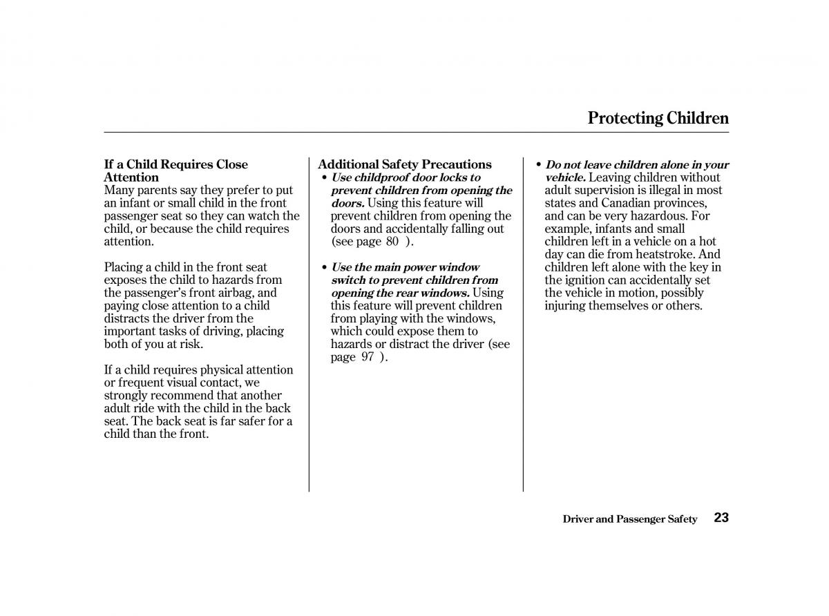 Honda Accord VI owners manual / page 22