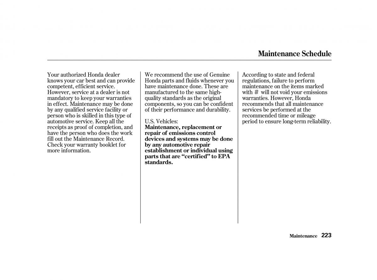 Honda Accord VI owners manual / page 222