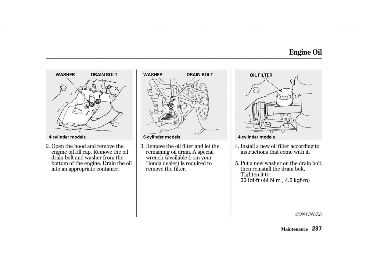 Honda Accord VI owners manual / page 236