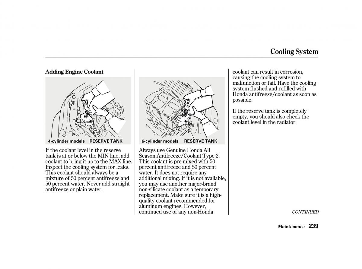 Honda Accord VI owners manual / page 238