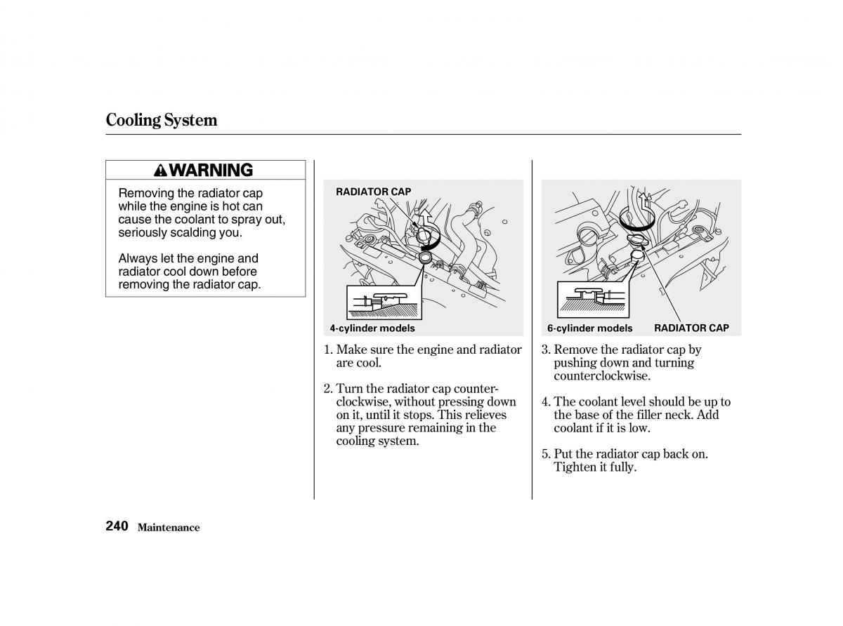 Honda Accord VI owners manual / page 239