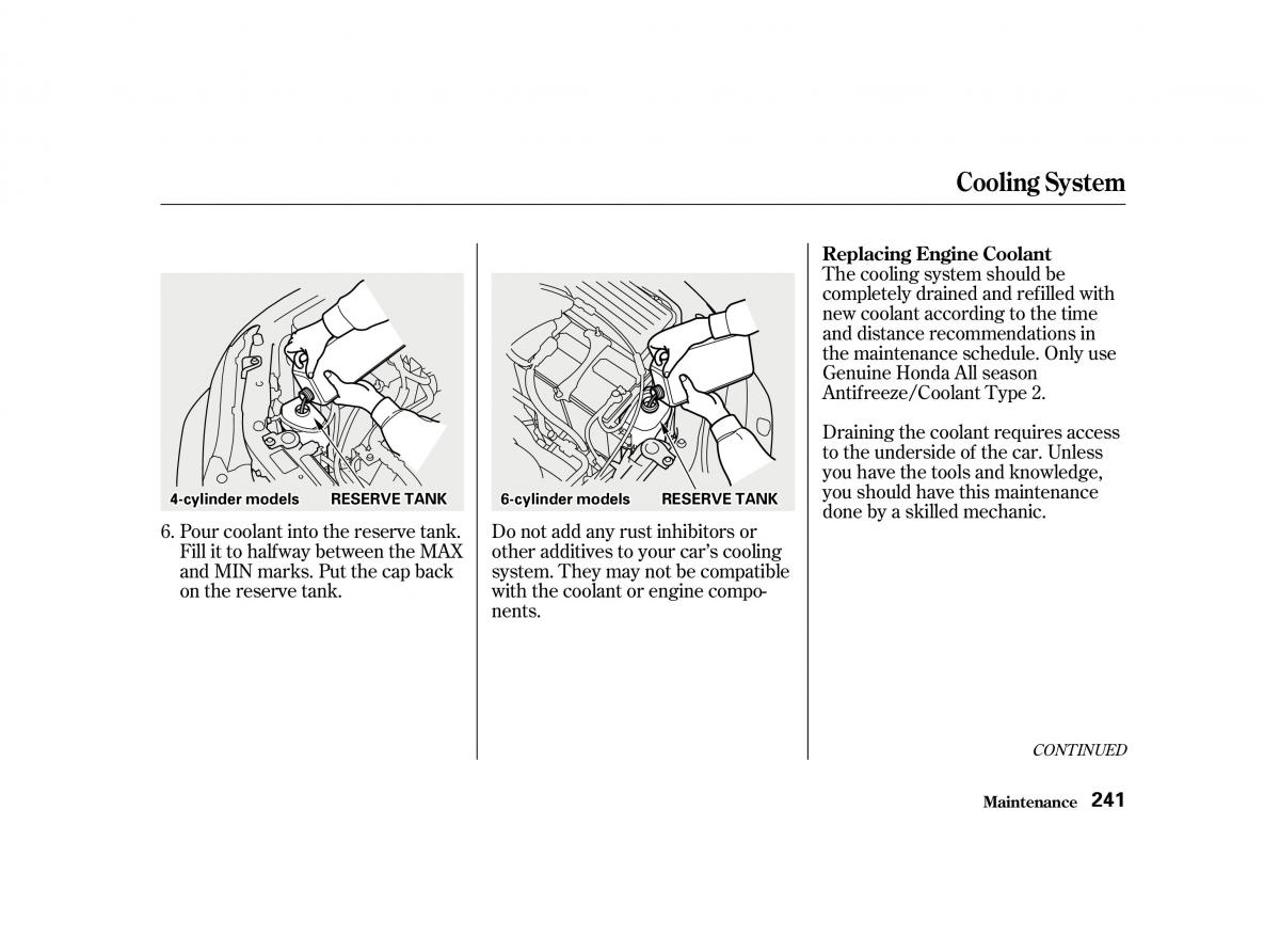 Honda Accord VI owners manual / page 240