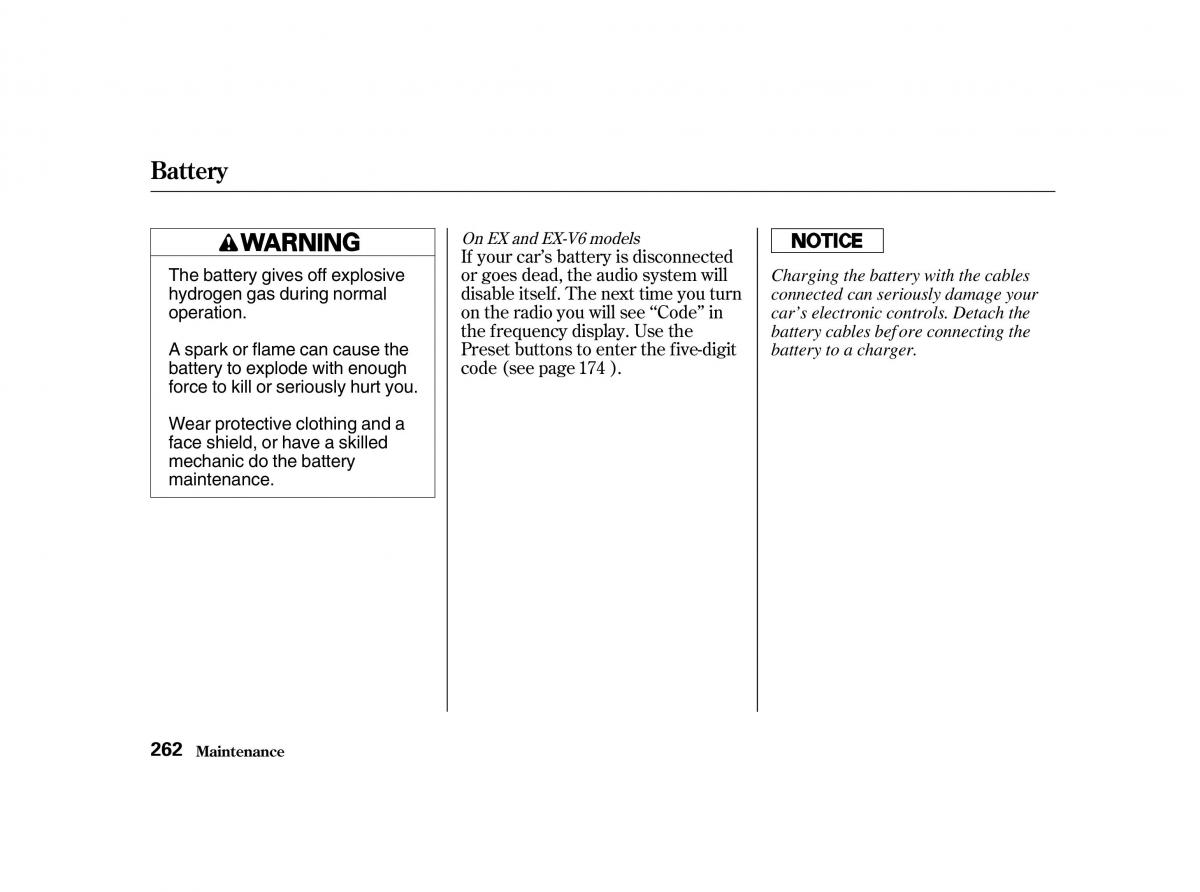 Honda Accord VI owners manual / page 261