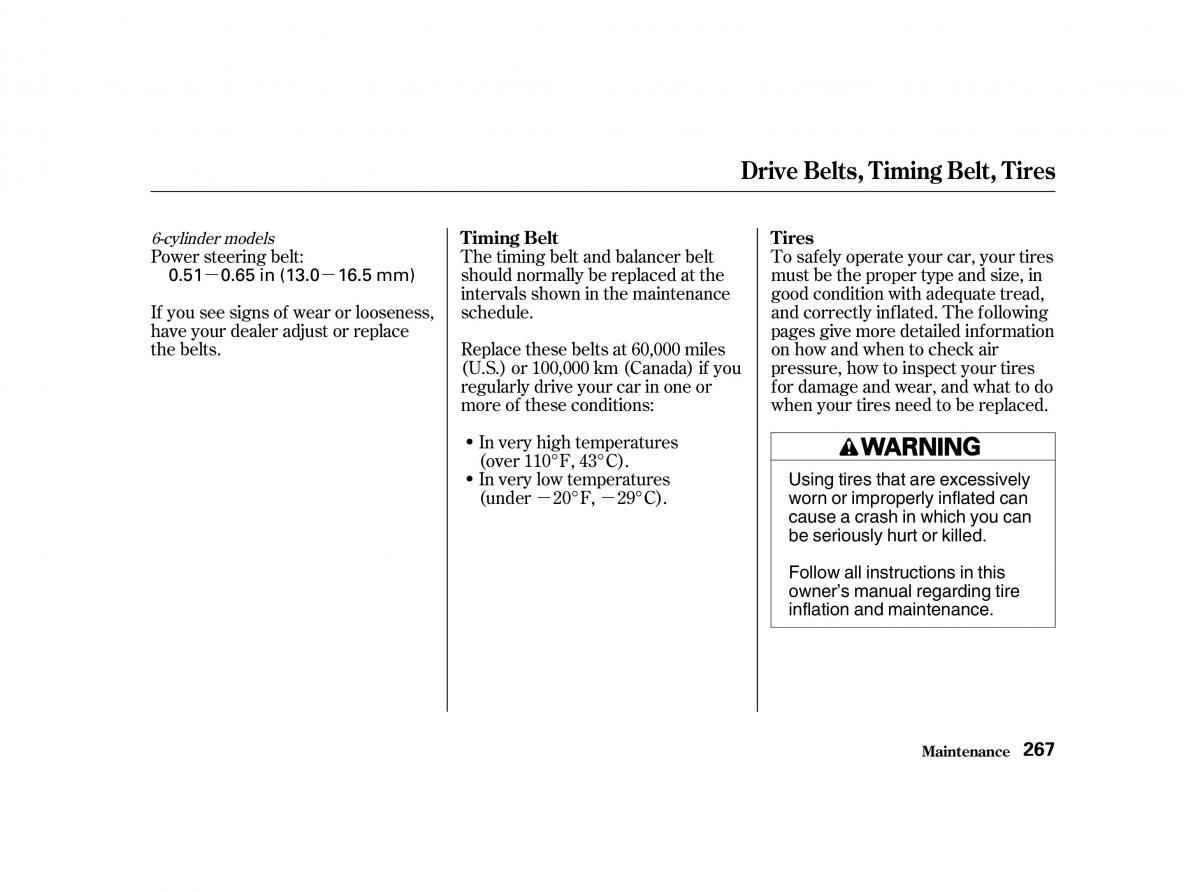 Honda Accord VI owners manual / page 266