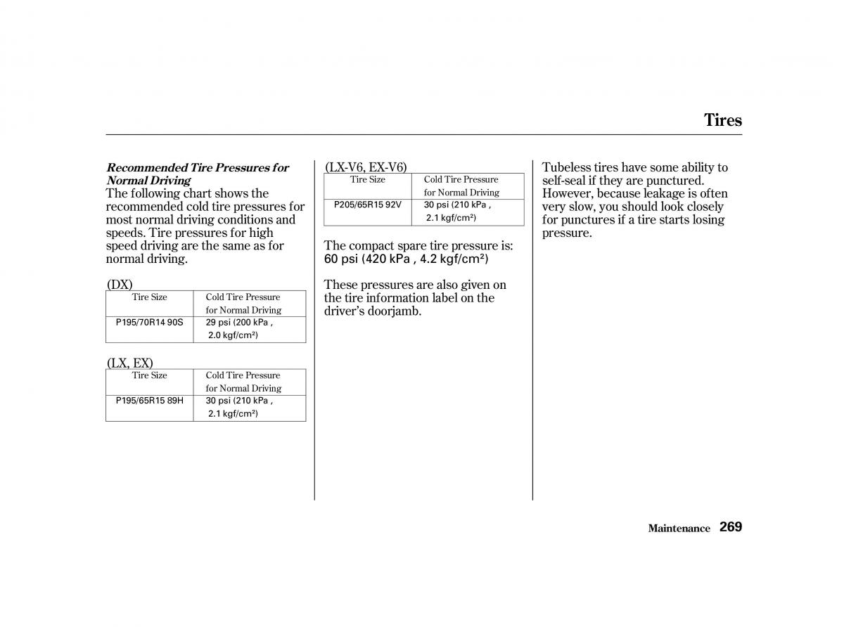 Honda Accord VI owners manual / page 268