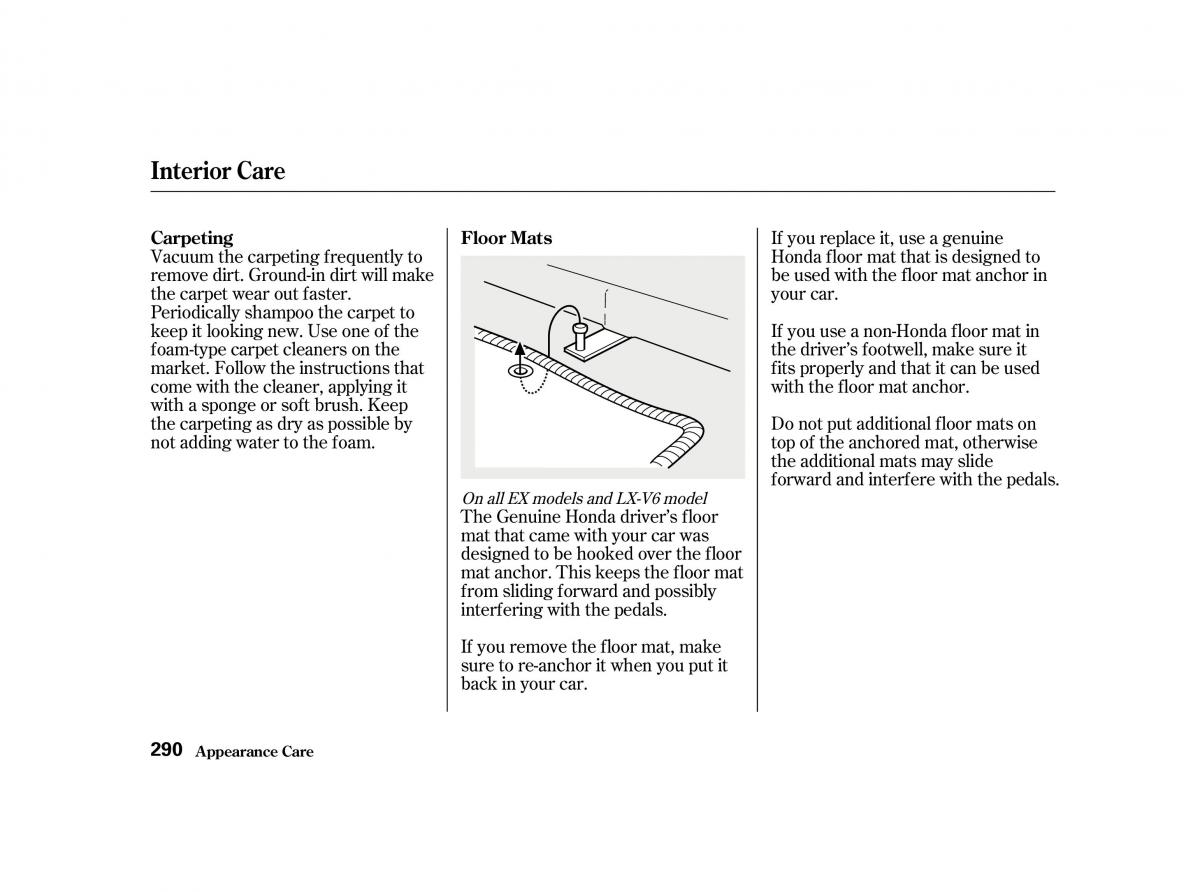 Honda Accord VI owners manual / page 289