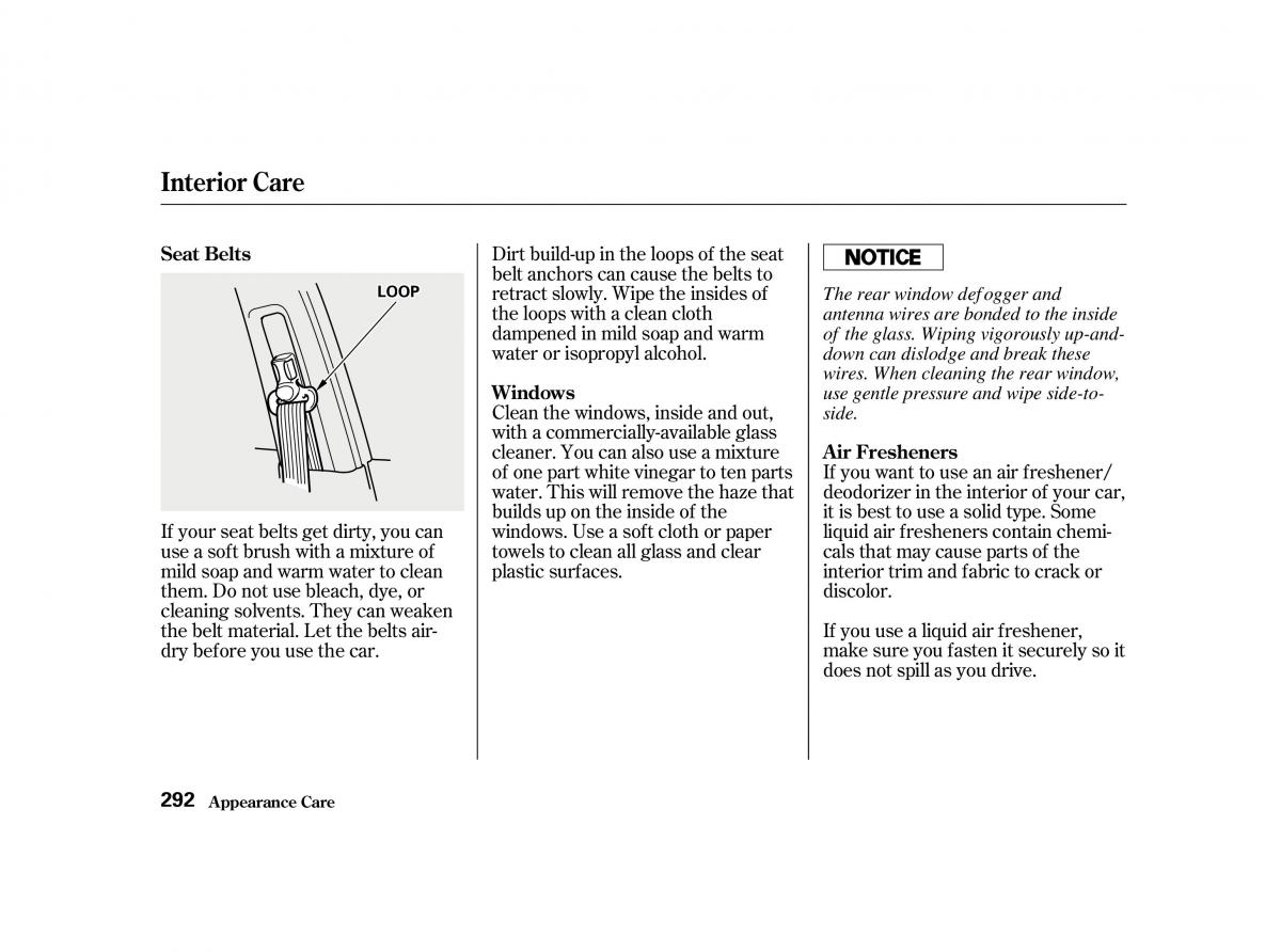 Honda Accord VI owners manual / page 291