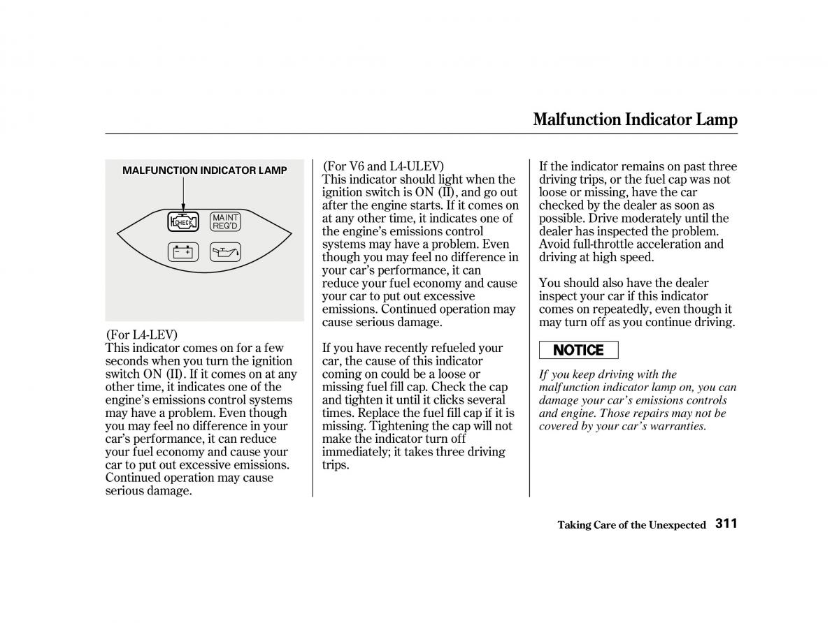 Honda Accord VI owners manual / page 310