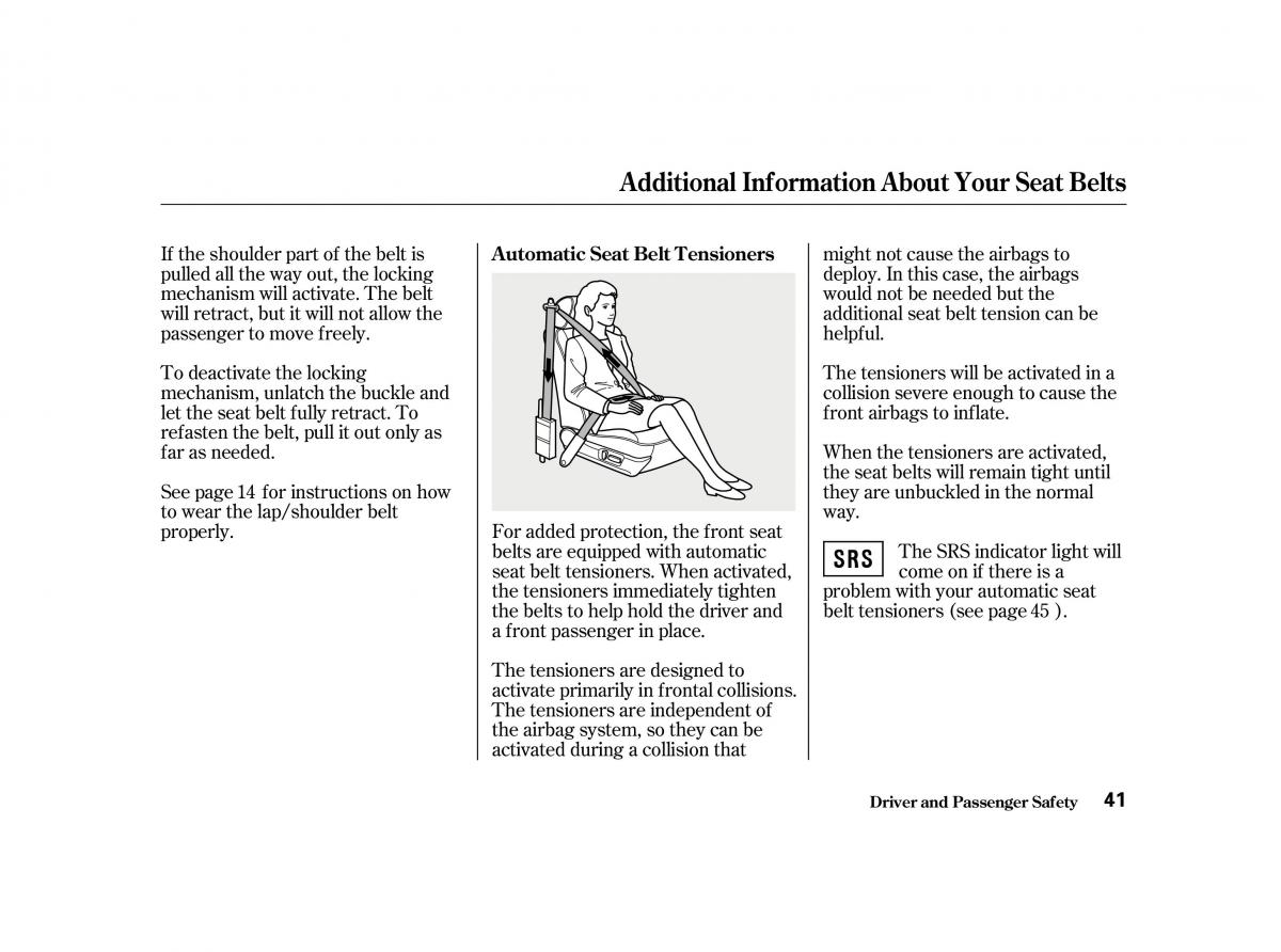 Honda Accord VI owners manual / page 40