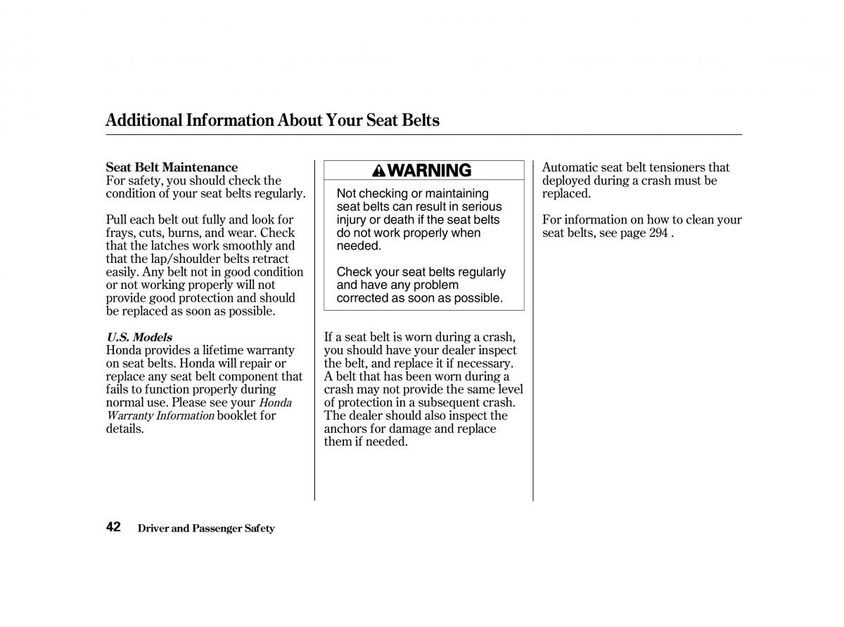 Honda Accord VI owners manual / page 41