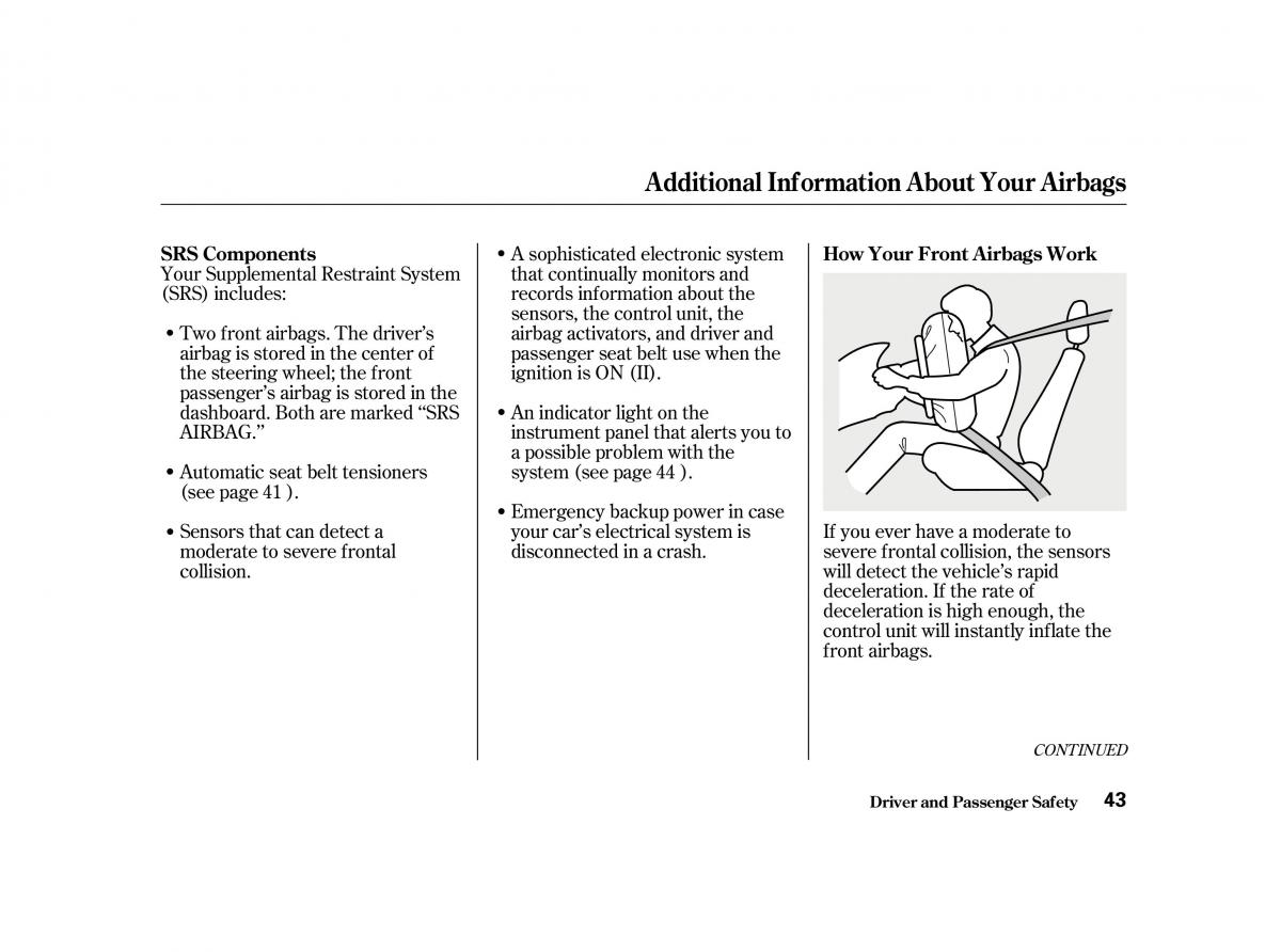 Honda Accord VI owners manual / page 42