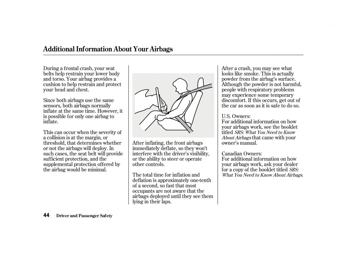 Honda Accord VI owners manual / page 43