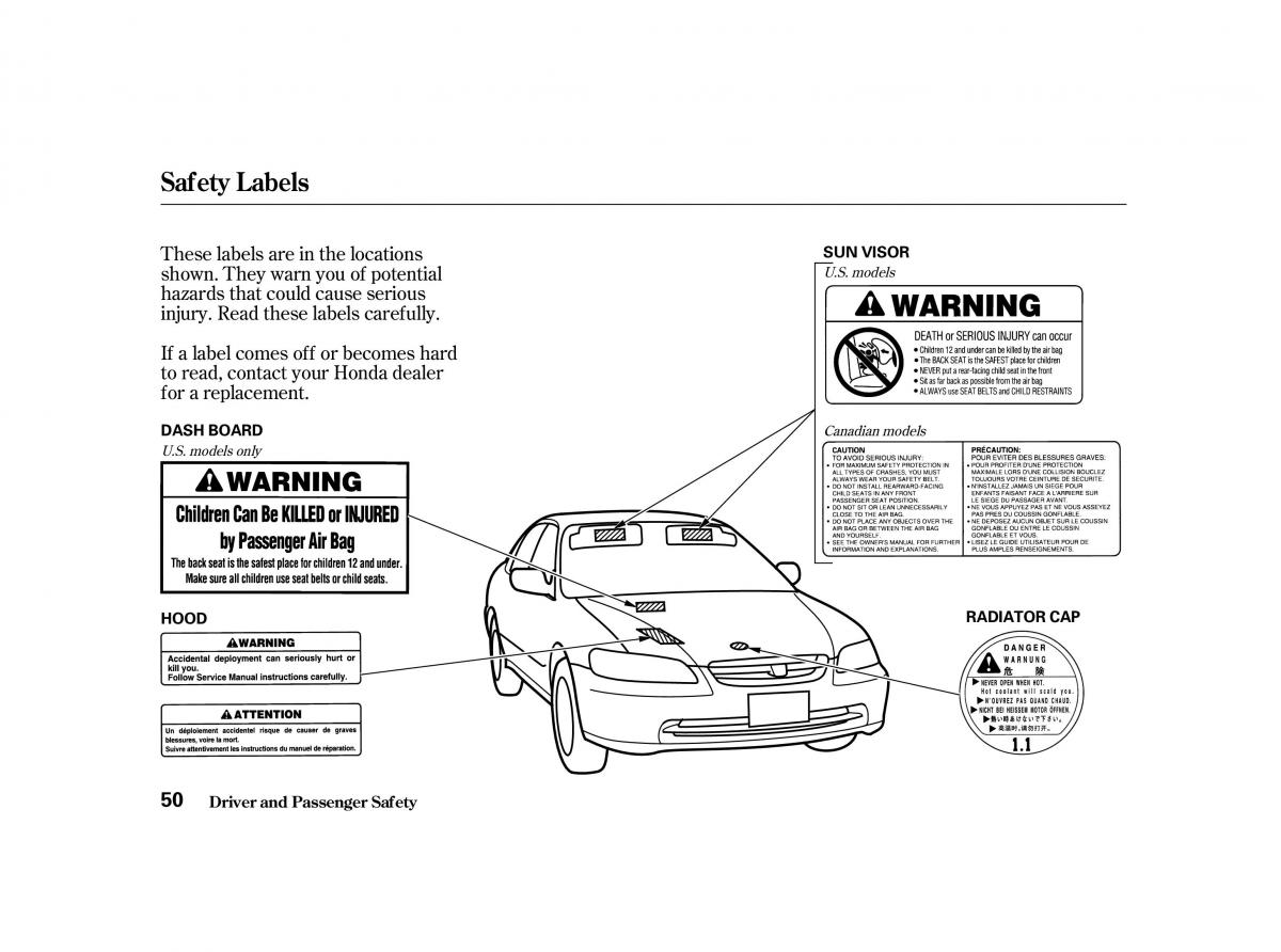 Honda Accord VI owners manual / page 49