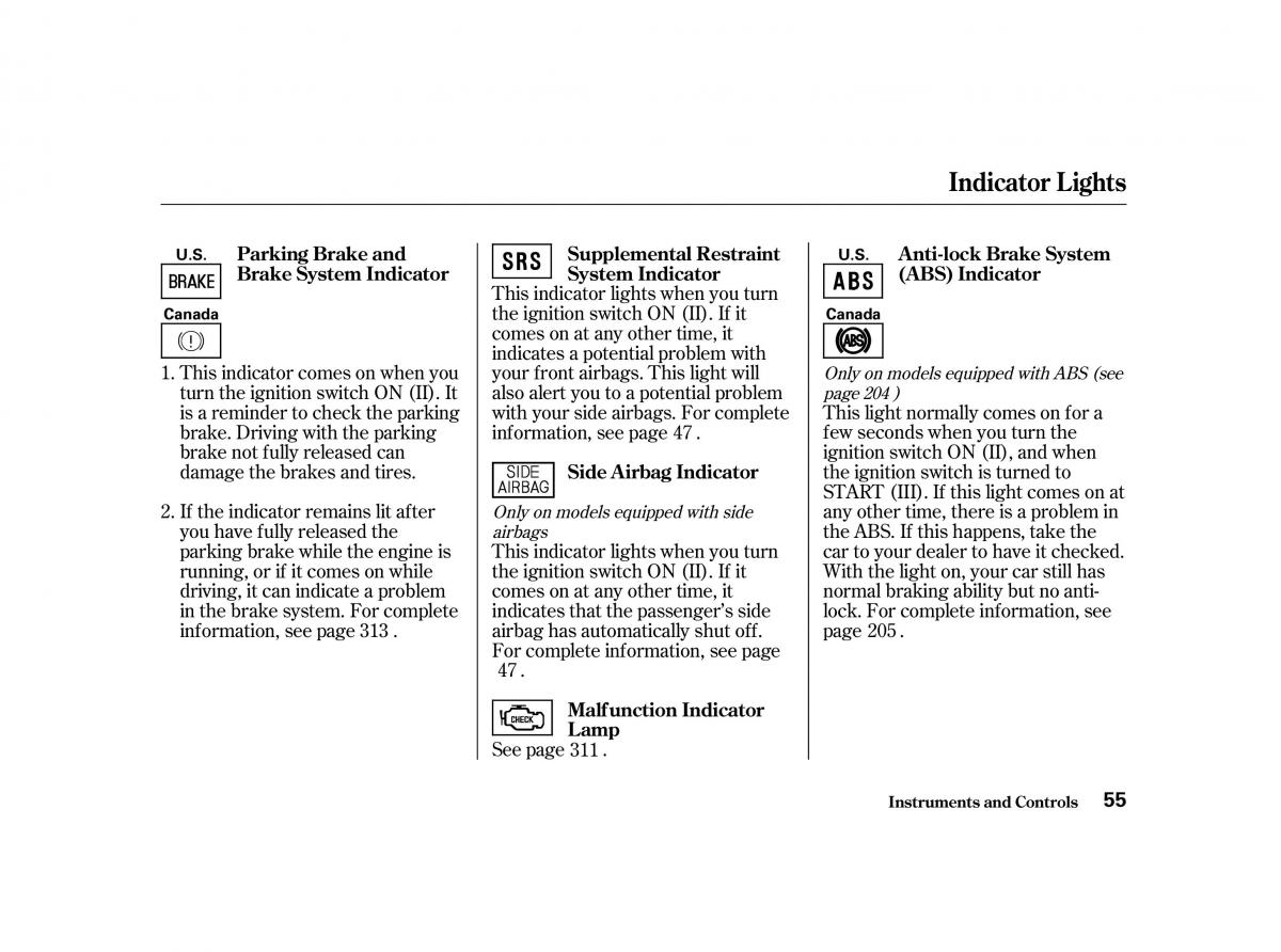 Honda Accord VI owners manual / page 54