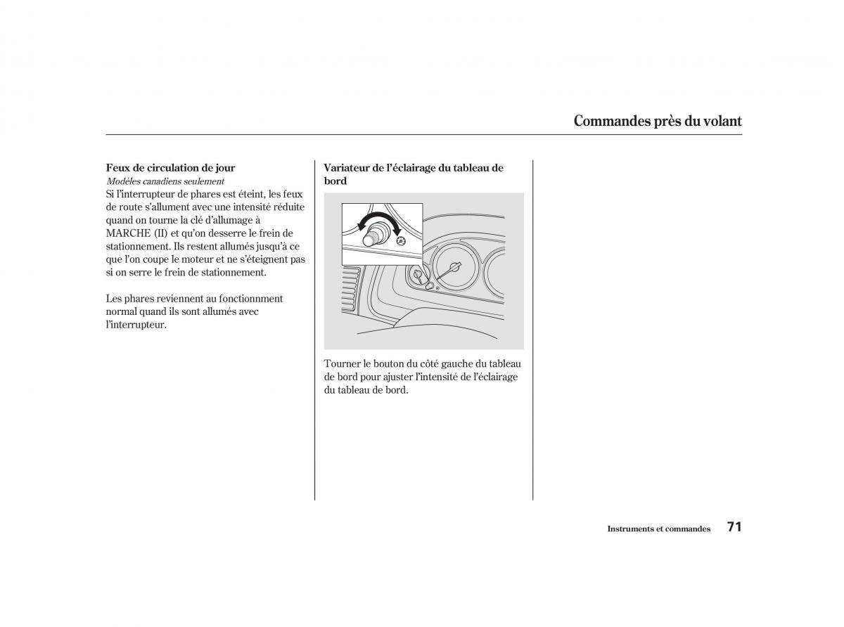 Honda Civic VII manuel du proprietaire / page 70