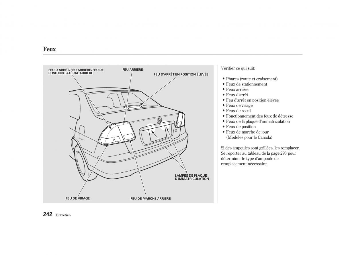 Honda Civic VII manuel du proprietaire / page 241