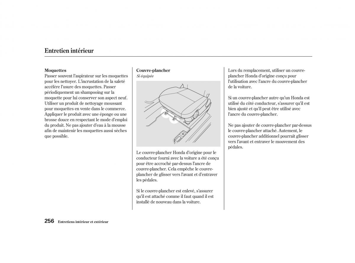 Honda Civic VII manuel du proprietaire / page 255