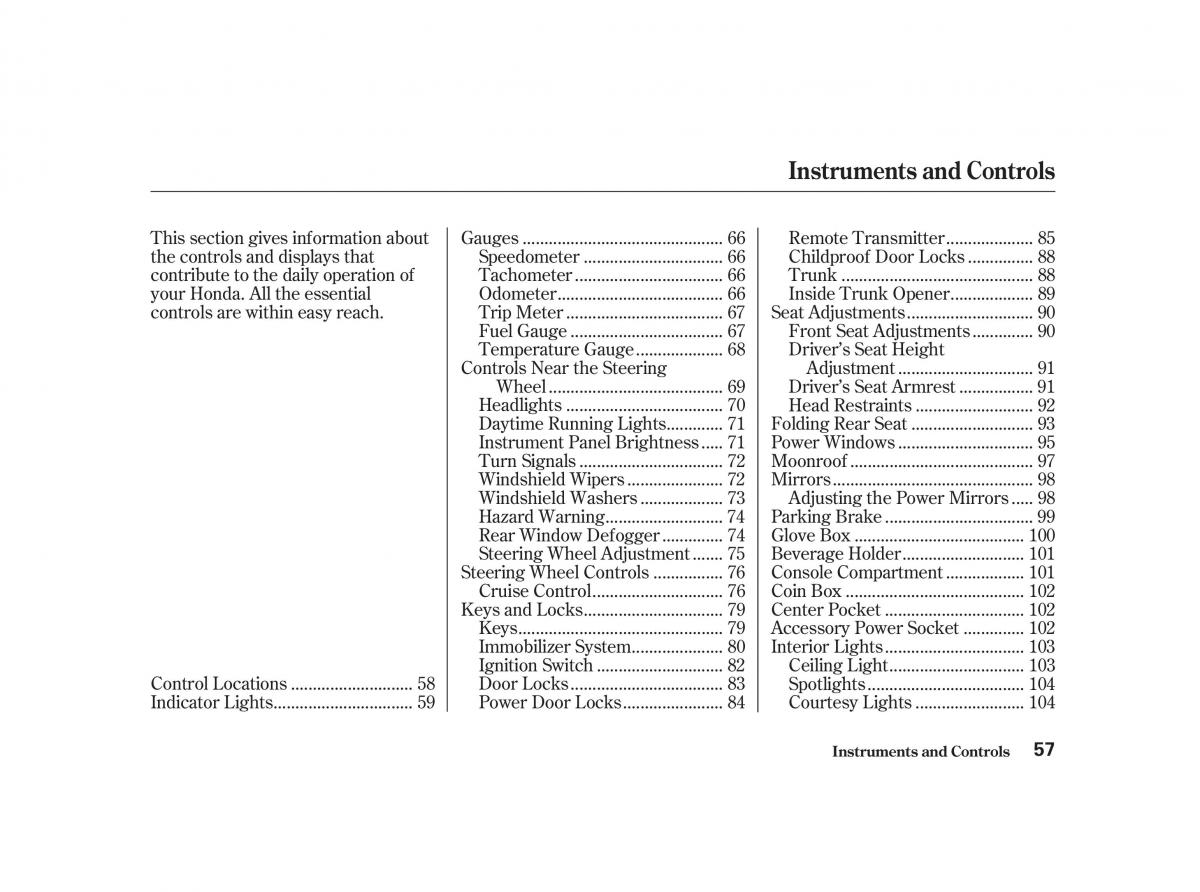 Honda Civic VII owners manual / page 56