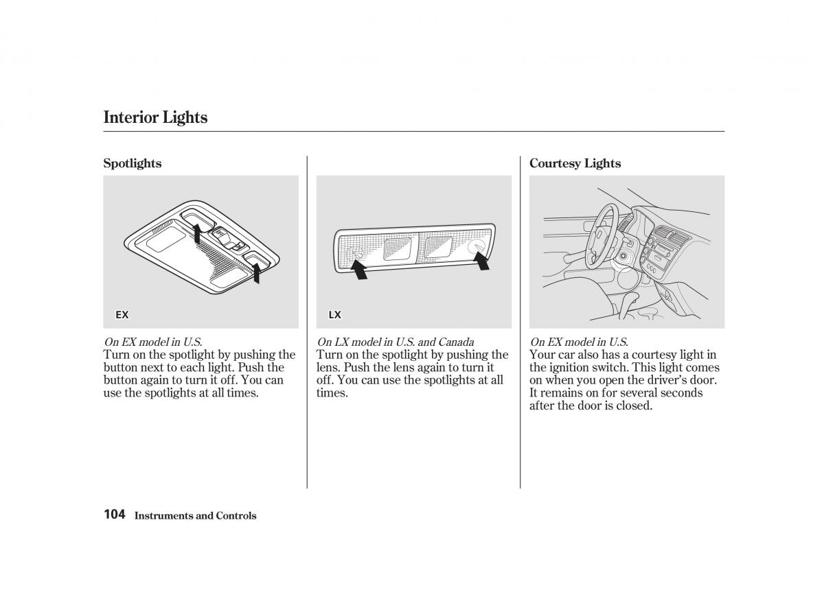 Honda Civic VII owners manual / page 103