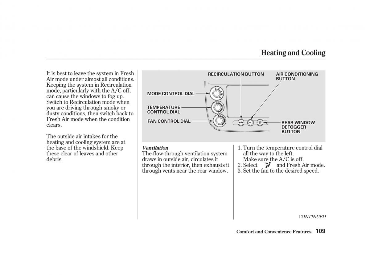 Honda Civic VII owners manual / page 108