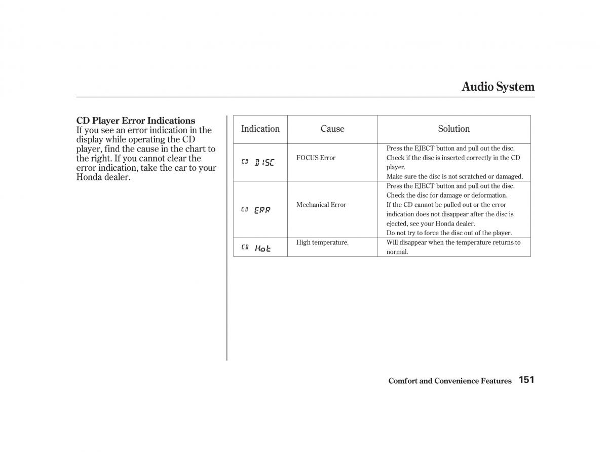 Honda Civic VII owners manual / page 150