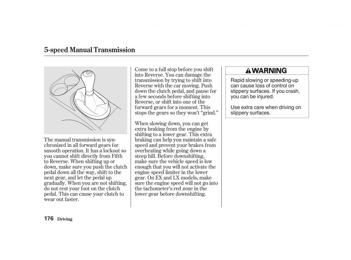 Honda Civic VII owners manual / page 175