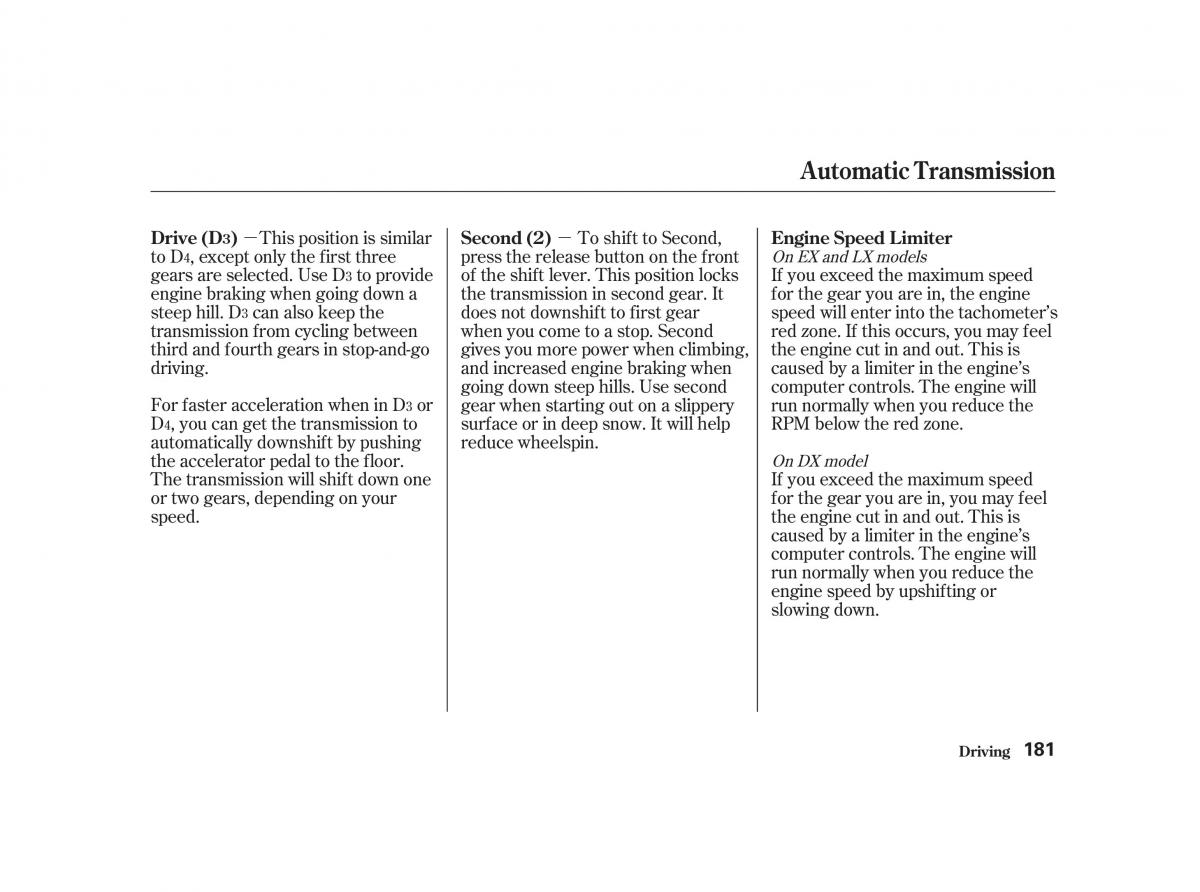 Honda Civic VII owners manual / page 180