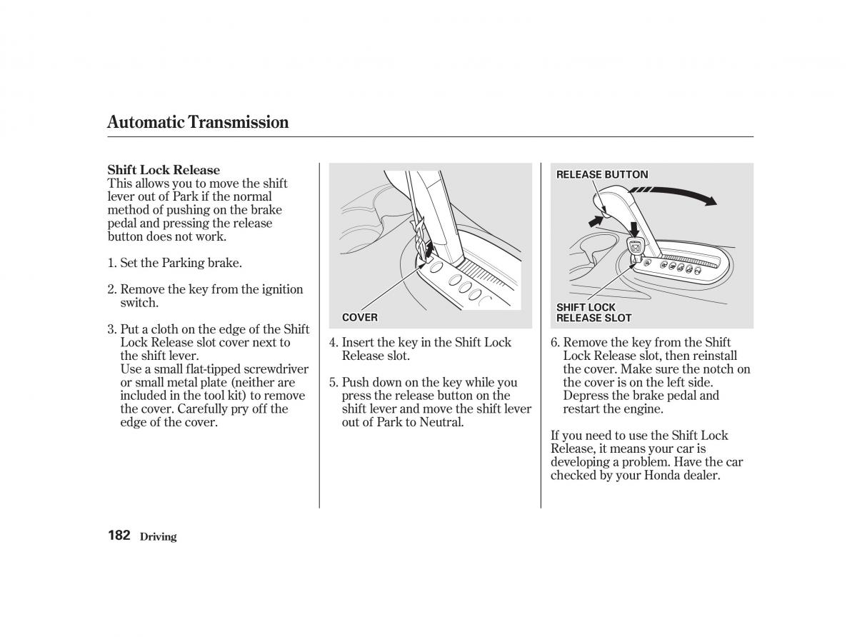 Honda Civic VII owners manual / page 181