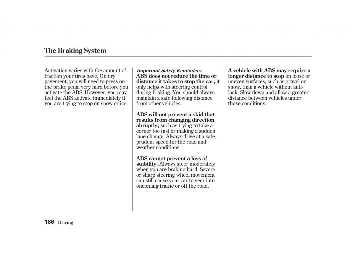 Honda Civic VII owners manual / page 185