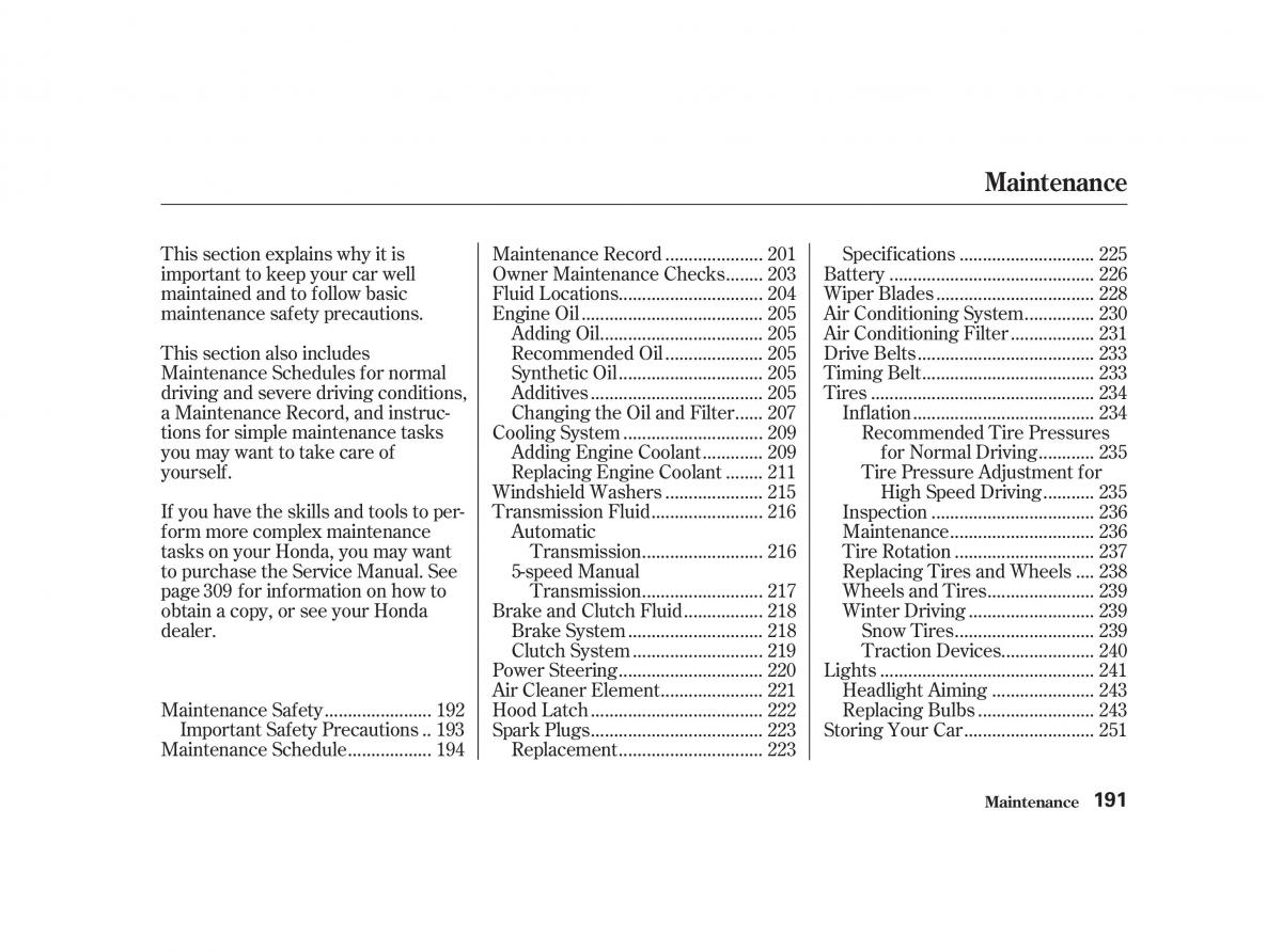 Honda Civic VII owners manual / page 190