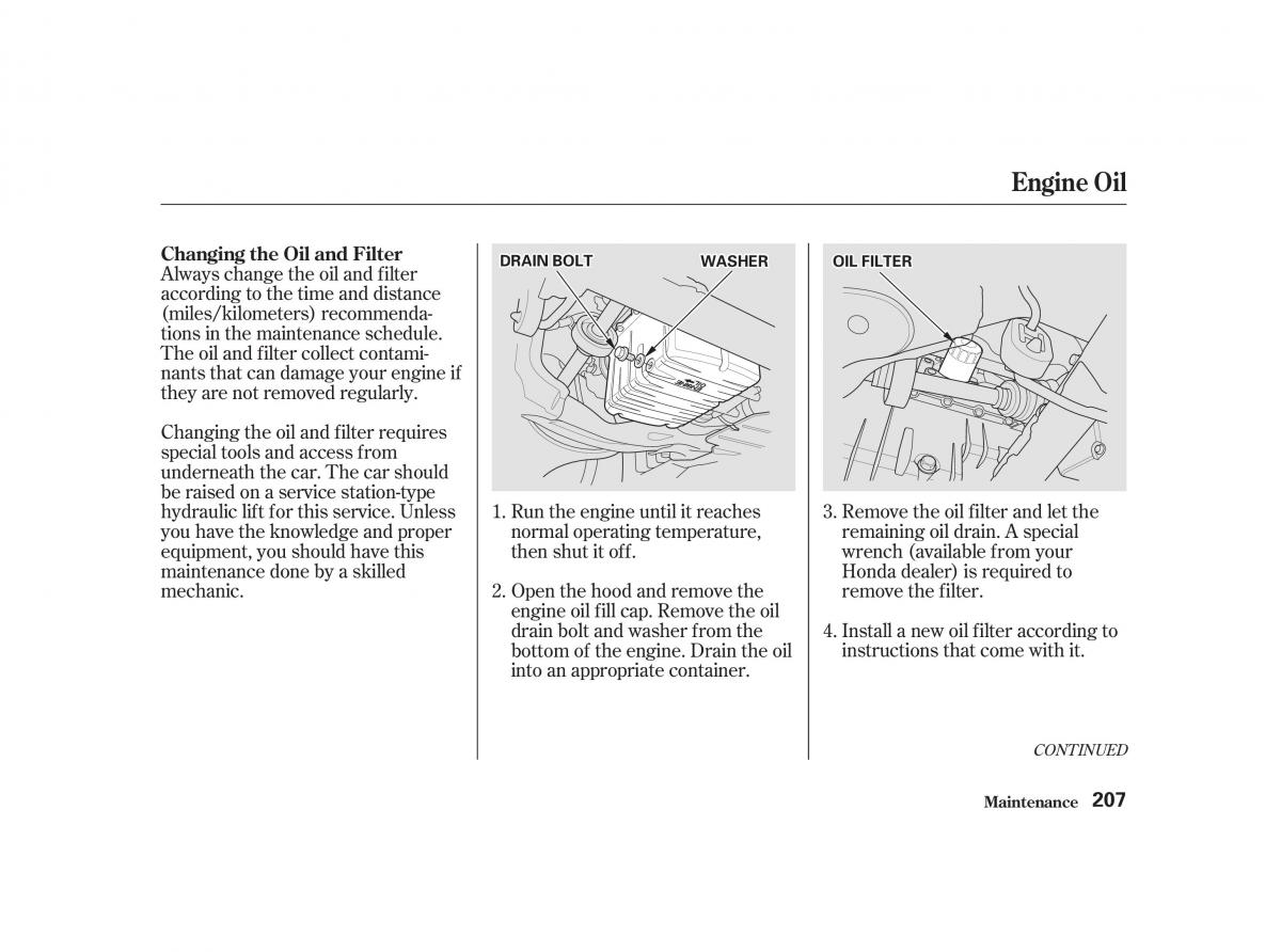 Honda Civic VII owners manual / page 206