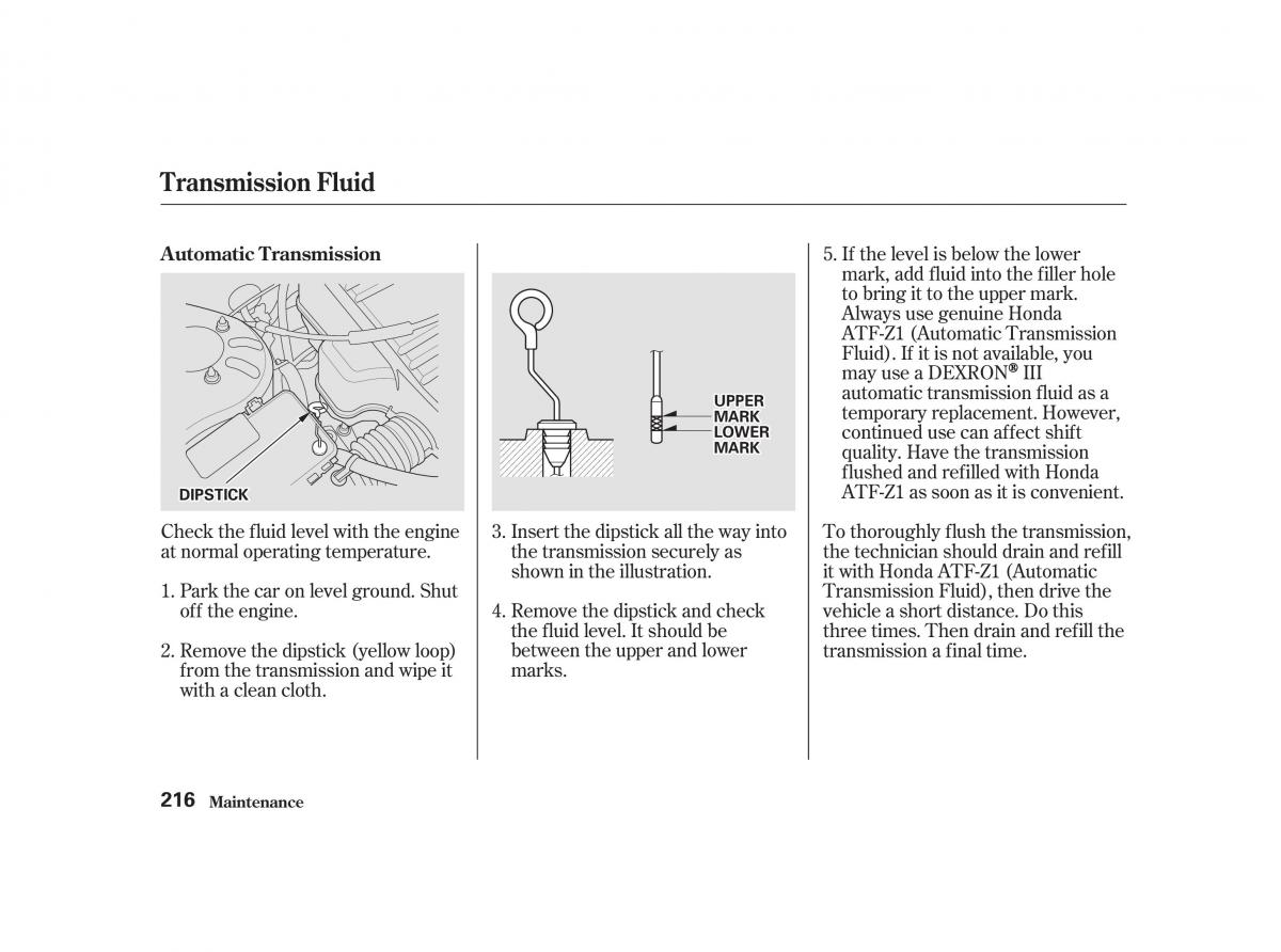 Honda Civic VII owners manual / page 215