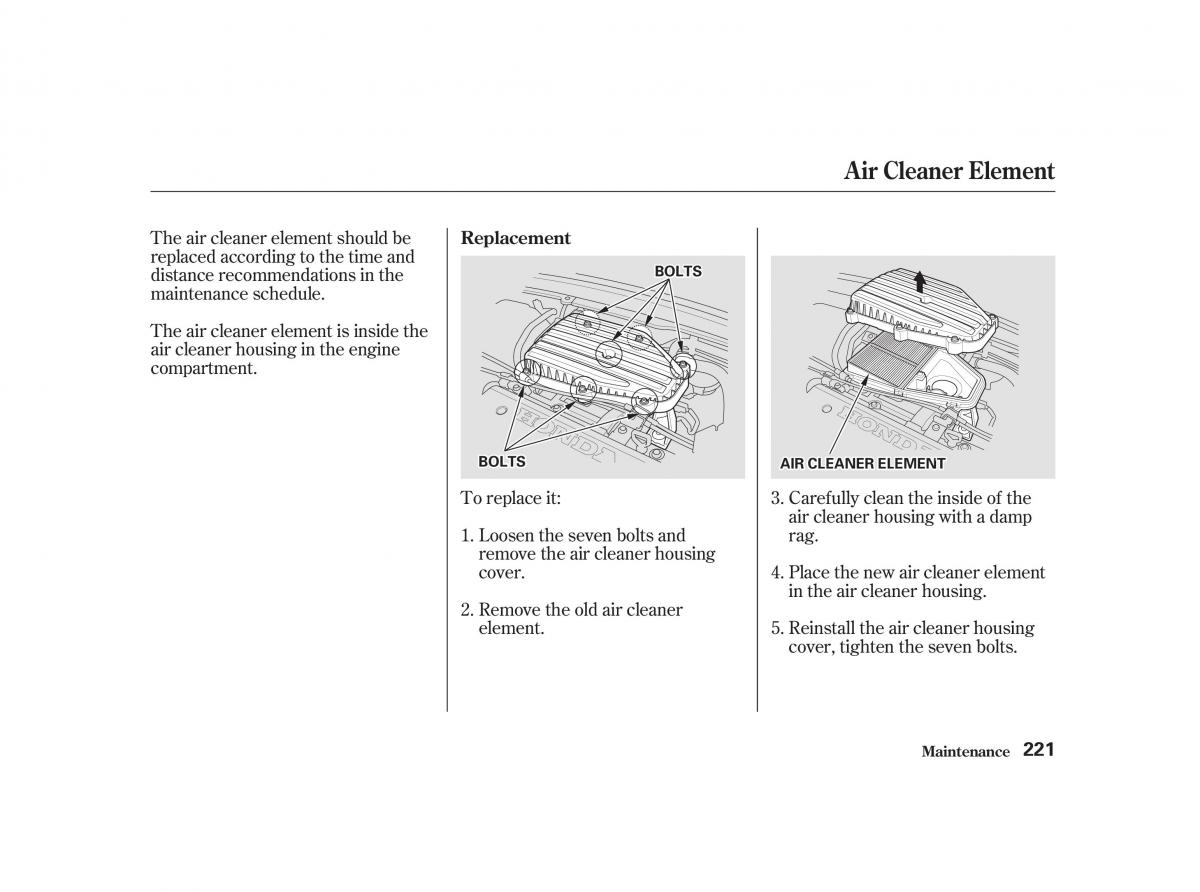 Honda Civic VII owners manual / page 220