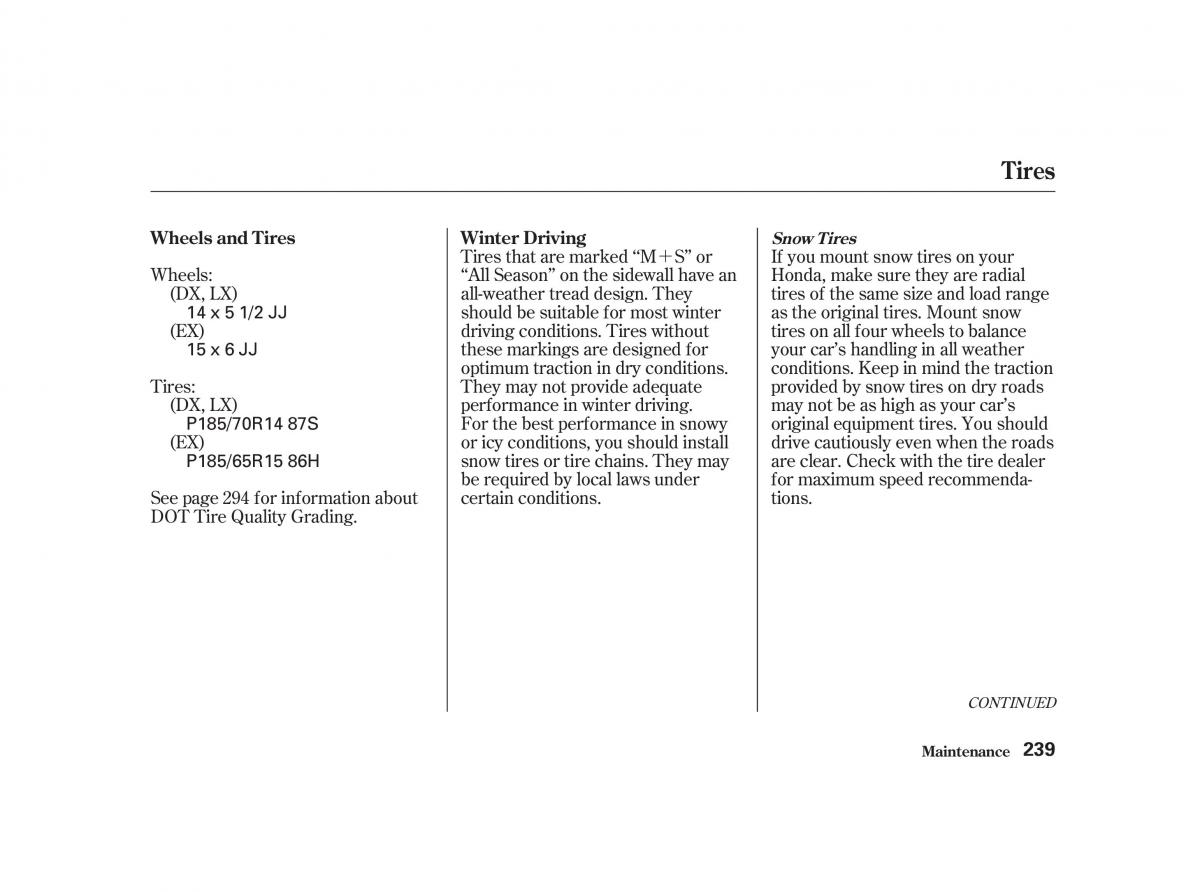 Honda Civic VII owners manual / page 238