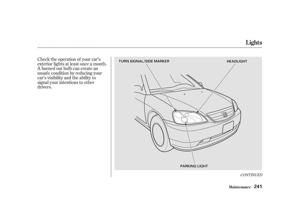 Honda Civic VII owners manual / page 240