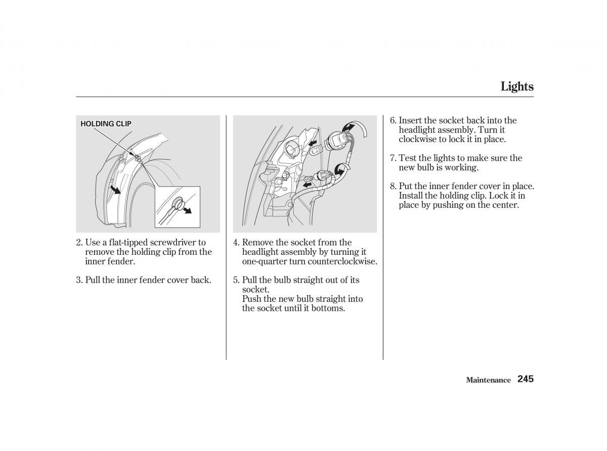 Honda Civic VII owners manual / page 244