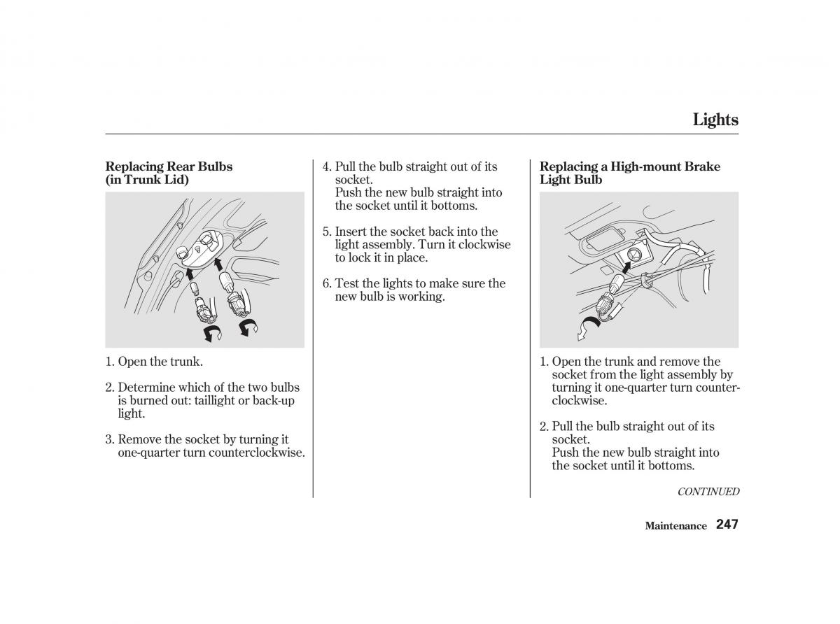 Honda Civic VII owners manual / page 246