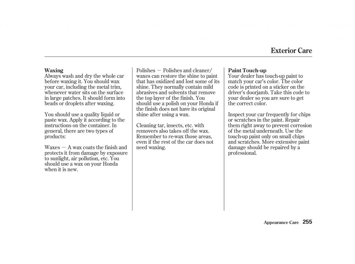 Honda Civic VII owners manual / page 254