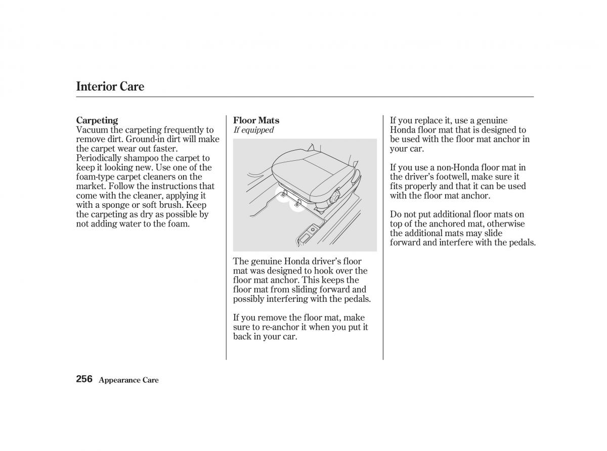 Honda Civic VII owners manual / page 255