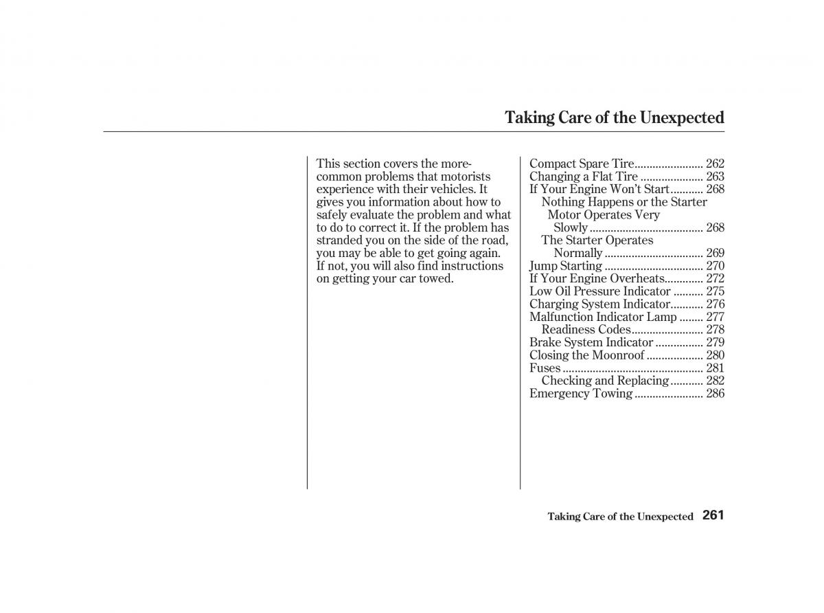 Honda Civic VII owners manual / page 260