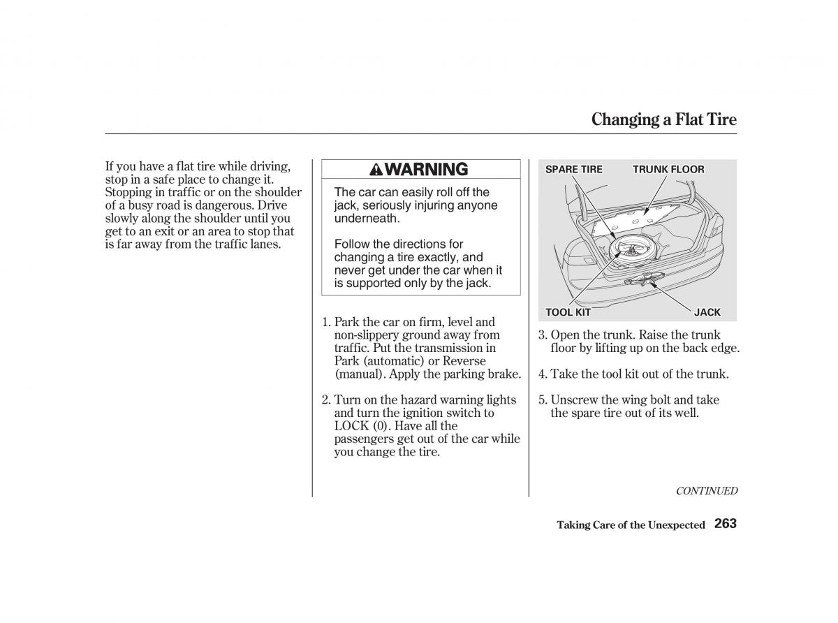 Honda Civic VII owners manual / page 262