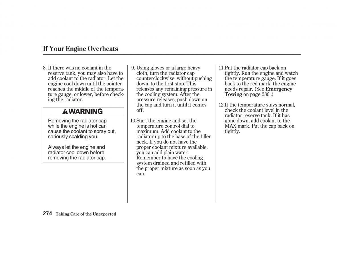 Honda Civic VII owners manual / page 273