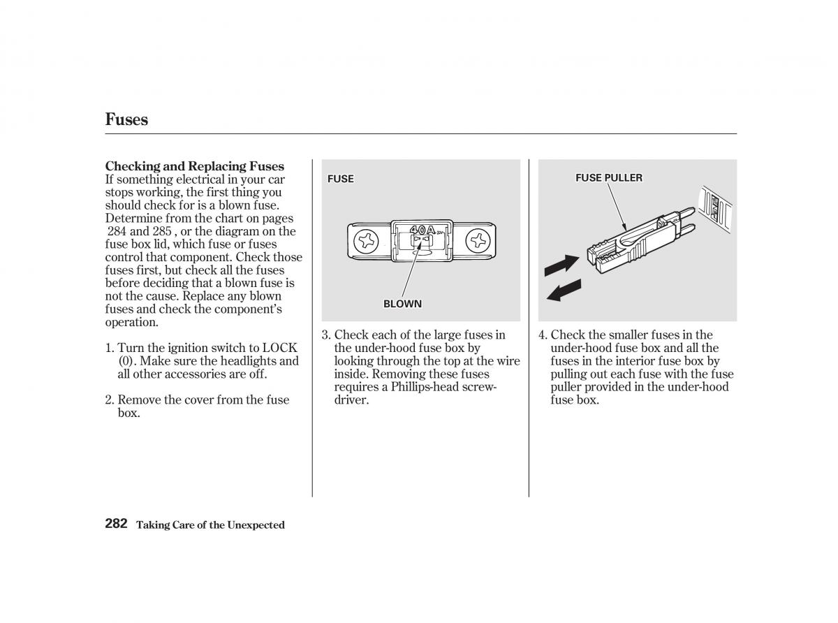 Honda Civic VII owners manual / page 281