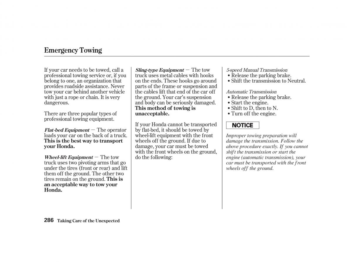 Honda Civic VII owners manual / page 285