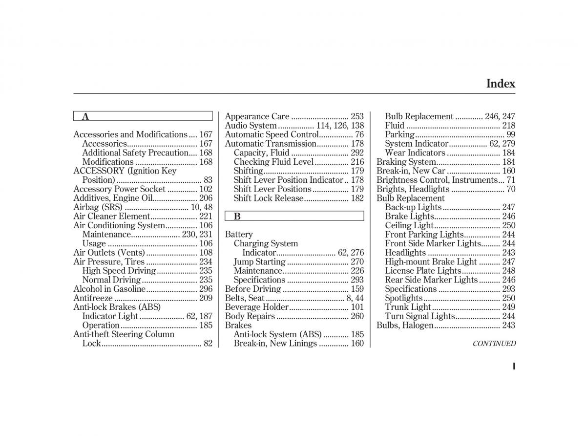 Honda Civic VII owners manual / page 310