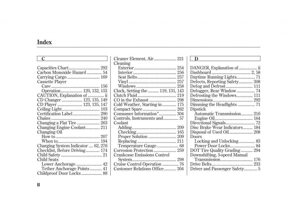 Honda Civic VII owners manual / page 311