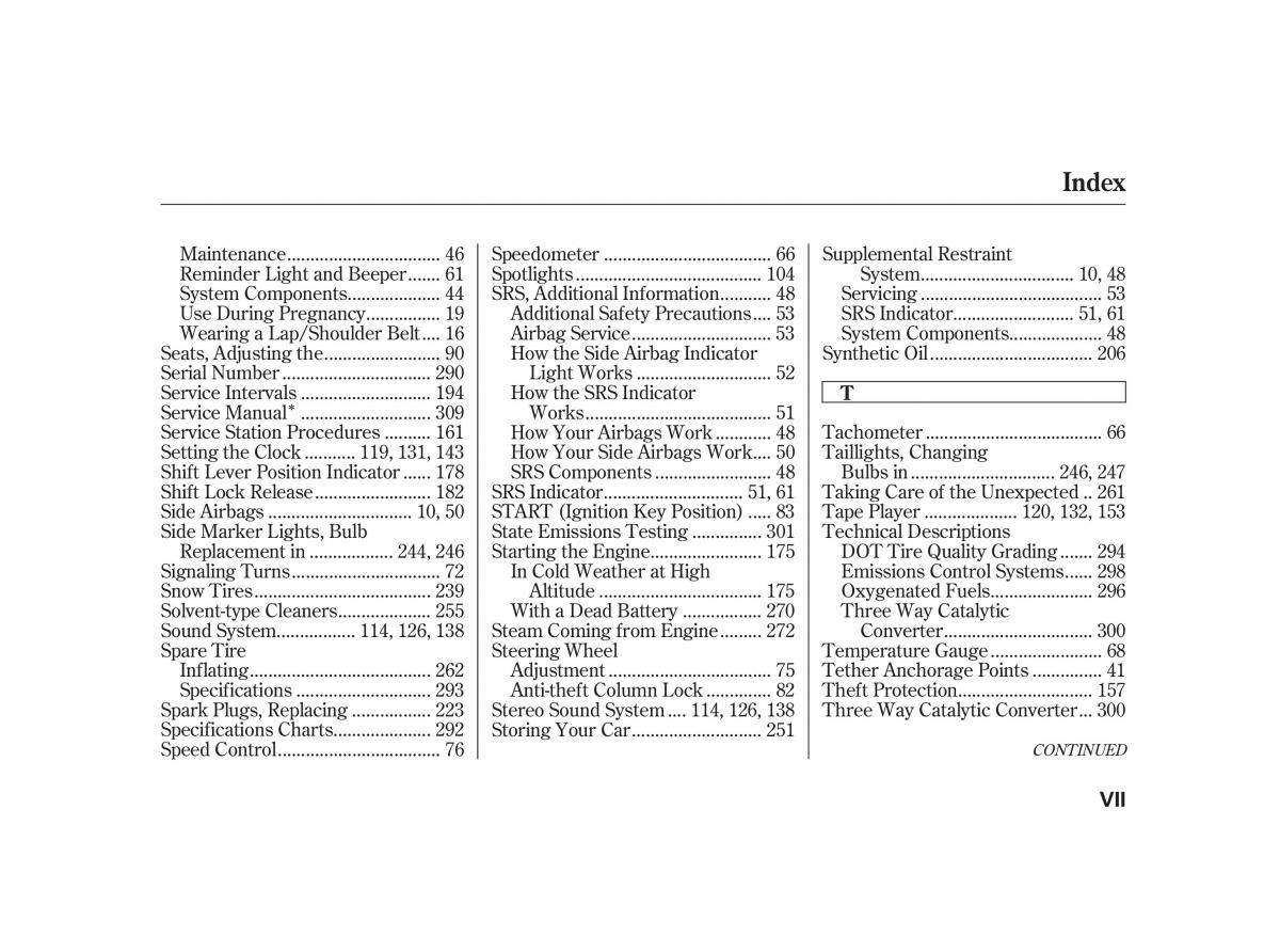 Honda Civic VII owners manual / page 316