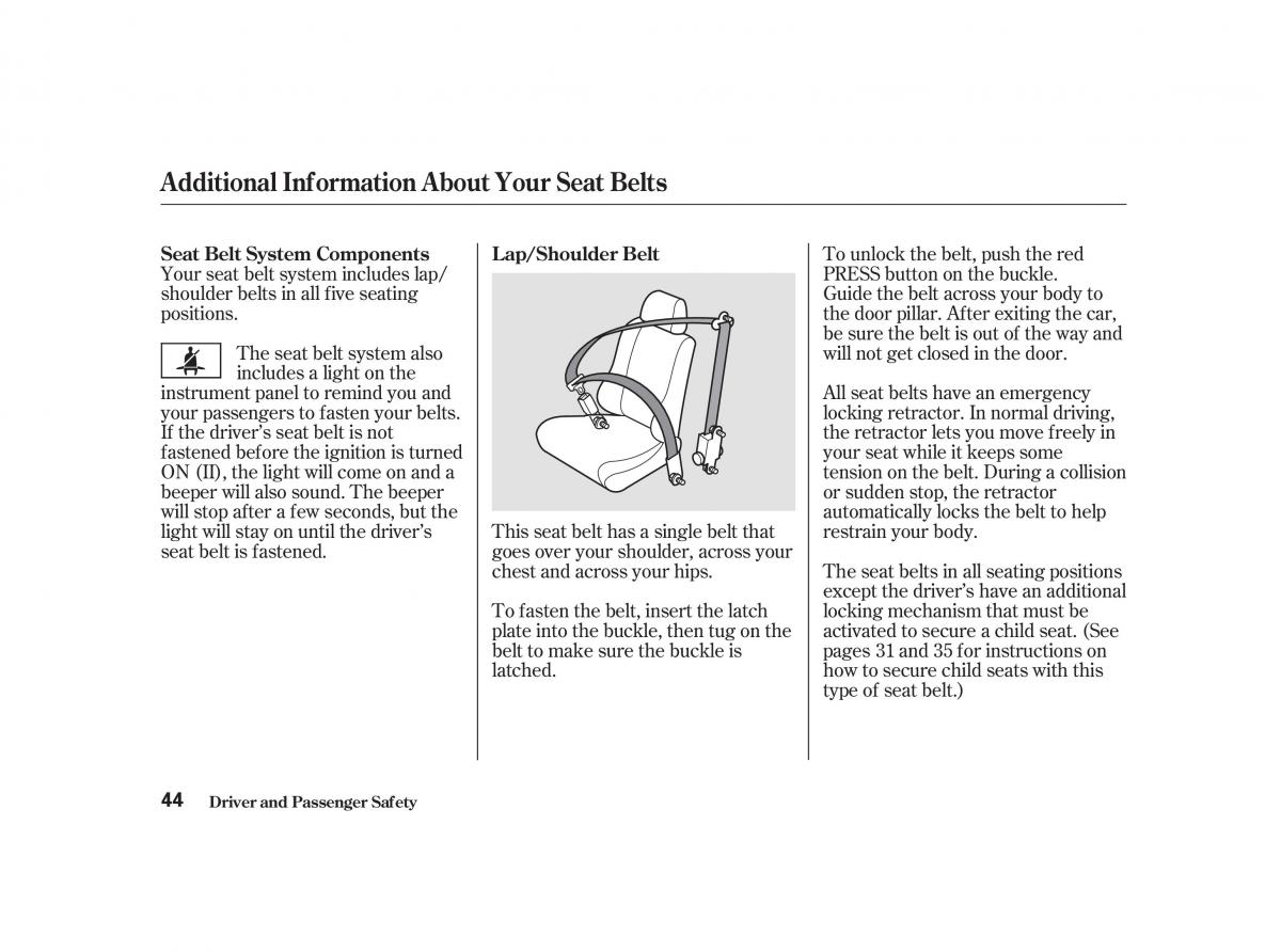 Honda Civic VII owners manual / page 43