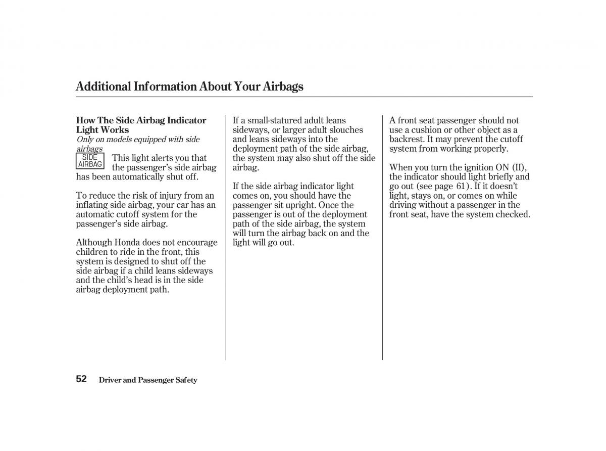 Honda Civic VII owners manual / page 51