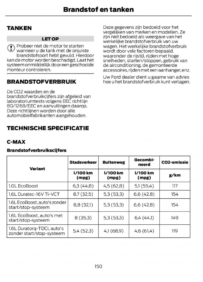 Ford C Max II 2 handleiding / page 153